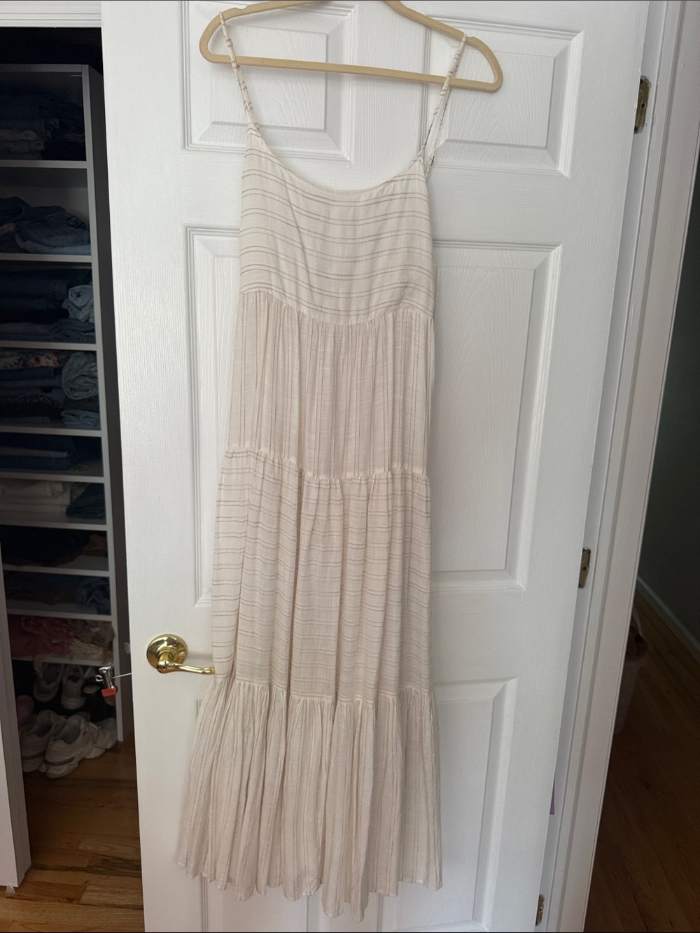 l*space Cream Tiered Spaghetti-Strap Maxi Dress